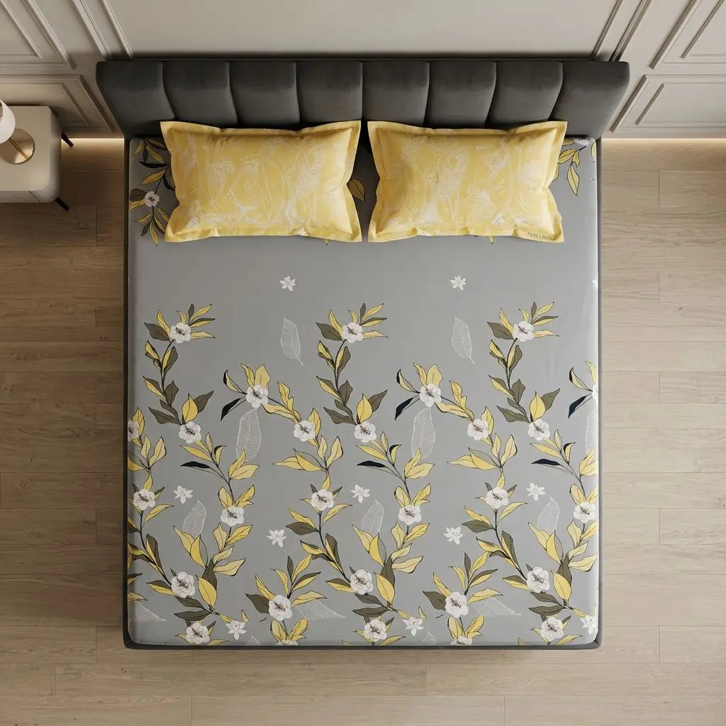 Heritage Florida | 100% Cotton | King Size Bedsheet (Generous King/Double Dimensions: E × tra-large sizing allows for a...